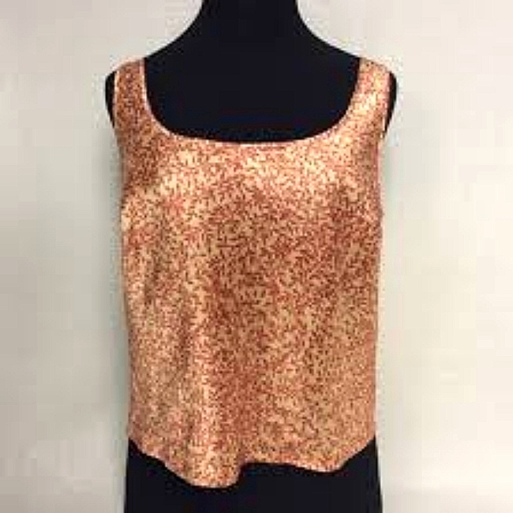 Victoria secret tank top orange with leaves print shine size M